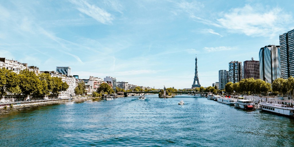 Paris Seine river with Eiffel Tower